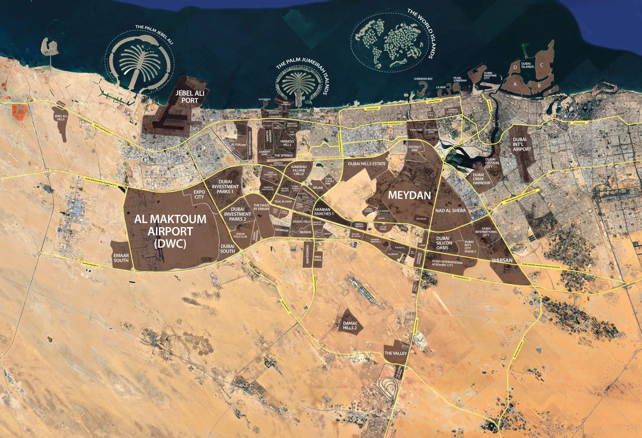 Map of Dubai communities and master developments